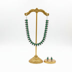 Emerald Green Oxidised Kundan Necklace Set with Earrings