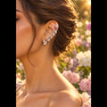 Heart Cascade Ear Cuff — Silver