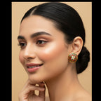 Meenakari Stud Combo - Red, Pink and Blue