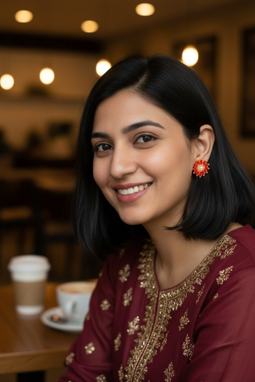 Pink Kundan Stud Earrings | Affordable Fashion Jewellery